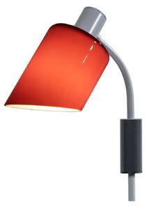 Nemo Lampe De Bureau, nástěnná lampa s červeným stínítkem, 1x20W E14, výška 29cm