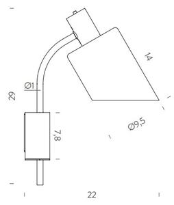 Nemo Lampe De Bureau, nástěnná lampa s červeným stínítkem, 1x20W E14, výška 29cm