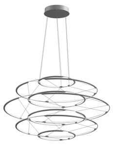 Nemo Drop 7, stříbrné závěsné svítidlo, 60W LED 2700K stmívatelné, průměr 90cm