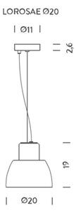 Nemo Lorosae, modré závěsné svítidlo se stínidlem ze skla, 1x60W E27, prům. 20cm