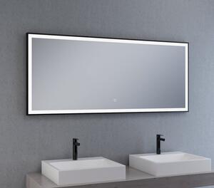 Zrcadlo s černým rámem a LED osvětlením 1400 x 600 mm, nastavitelná teplota barvy světla