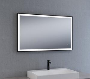 Zrcadlo s černým rámem a LED osvětlením, 1000 x 600 mm, nastavitelná teplota barvy světla