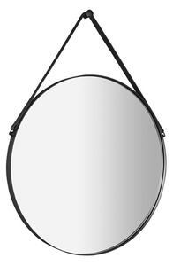 Sapho ORBITER kulaté zrcadlo s koženým páskem ø 60cm, černá mat