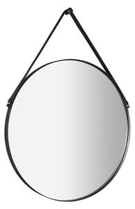 Sapho ORBITER kulaté zrcadlo s koženým páskem ø 50cm, černá mat