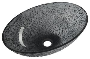 Sapho PURUS skleněné gravírované umyvadlo na desku, 50x36 cm, černá