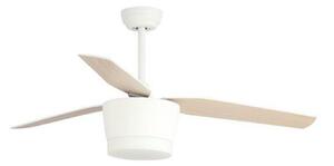NOVA LUCE stropní ventilátor se světlem MONSOON tělo z oceli matná bílá a sklo 3ABS dřevěné listy LED 18W 3000K 5260261