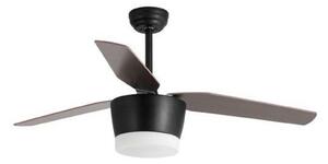 NOVA LUCE stropní ventilátor se světlem MONSOON tělo z oceli matná černá a sklo 3ABS dřevěné listy LED 18W 3000K 5260251
