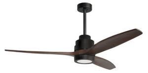 NOVA LUCE stropní ventilátor se světlem SABAL tělo z oceli matná černá a sklo 3ABS dřevěné listy 12W 3000K 5231401