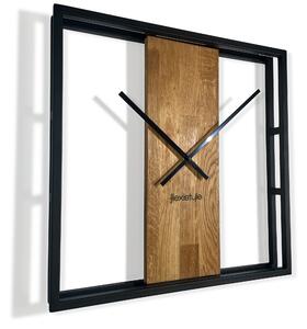 Designové nástěnné hodiny v kombinaci dřeva a kovu 50 cm