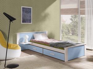 Meblobed Postel pro mládež Adam s nočním stolkem Velikost spací plochy: 180x80, Barva dřeva: dub, Barva desky: šedá