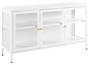 Prosklená komoda NEWPORT Kov 115 cm Bílá