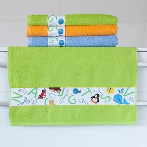 Dětský ručník Veba NORA Abeceda tisk zelená Velikost: 50x100 cm