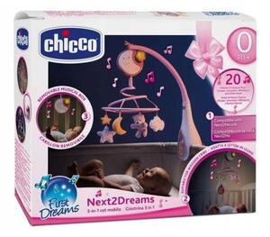 Chicco - Kolotoč nad postýlku s melodií 3v1 NEXT2DREAMS 3xAA růžová