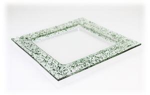BDK-GLASS Skleněný talíř DROP 25x25cm tmavě zelený