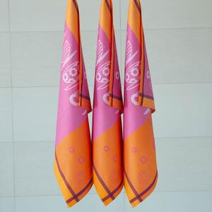 Bavlněné utěrky se vzorem ŠÁLKY růžovooranžová Velikost: 50x70 cm - 3 ks