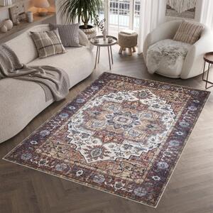 Makro Abra Klasický kusový koberec FLANNEL PRINTED Y-294 béžový hnědý oranžový Rozměr: 80x150 cm