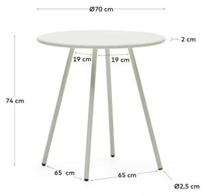 Bílý kovový zahradní jídelní stůl Kave Home Montjoi 70 cm