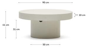 Bílý cementový zahradní konferenční stolek Kave Home Aiguablava 90 cm