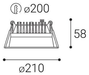 LED2 2550473 Zeta 2 L, černé svítidlo pro zapuštění, 11/27W LED 2700K/3000K/4000K, ⌀21cm, IP44