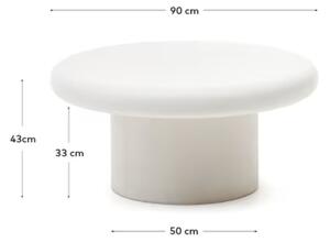Bílý cementový zahradní stolek Kave Home Addaia 90 cm