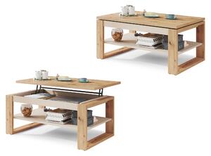 Mazzoni NUO Dub Artisan/Béžový (Šampaňský) - MODERNÍ KONFERENČNÍ STOLEK SE ZVEDACÍ DESKOU