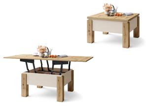 Mazzoni OSLO Dub Artisan/Béžový (Šampaňský) - KONFERENČNÍ STOLEK SE ZVEDACÍ DESKOU