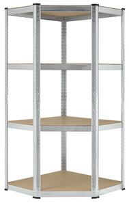 Juskys Rohový regál - 160x75x40-75 cm - stříbrný