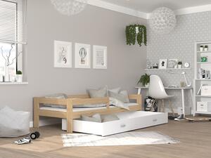 AJK Dětská postel Sára - přírodní / bílá Velikost spací plochy: 160x80