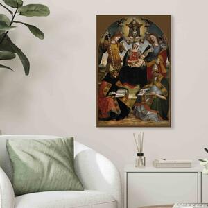 Reprodukce obrazu Maria s Dítětem a Nejsvětější Trojice, archandělé Michael a Gabriel a svatí Augustin a Atanáš