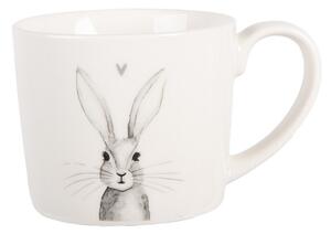 Bílý porcelánový hrneček s motivem zajíčka Rustic Bunny – 275 ml