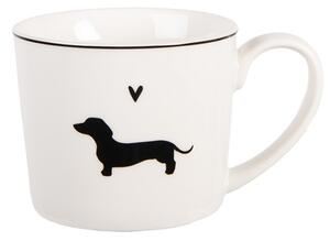 Bílý porcelánový hrneček s jezevčíkem a srdíčkem Paws – 275 ml