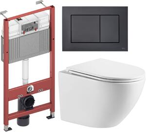 Sada podomítkový WC modul Tece Base 9400407, WC mísa se sedátkem s pomalým sklápěním Omnires Ottawa OTTAWAMWBP, 9240407