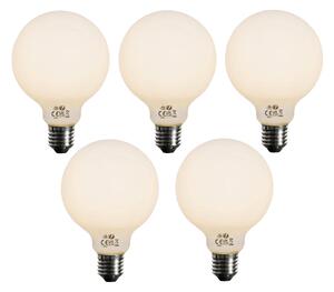 Sada 5 ks Stmívatelná LED žárovka E27 se 3 stupni stmívání, opálové sklo G95, 4W, 450lm, 2700K