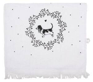 Bílý froté ručník s motivem pejsků Lovely Grey Dogs 2 – 40x66 cm