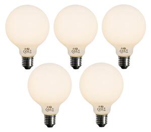 Sada 5 ks Stmívatelná LED žárovka E27 opál G95 5W 450lm 2700K