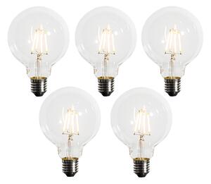 Sada 5 ks Stmívatelná LED žárovka E27 G95 5W 450lm 2200K