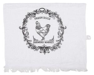 Bílý froté ručník se slepičkami Rustic Farm Living – 40x66 cm