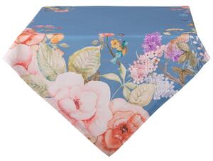 Modrý bavlněný ubrus s květinovým motivem Floral Fiesta – 100x100 cm