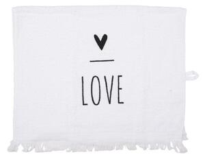 Bílý froté ručník se srdíčkem a nápisem Love – 40x66 cm