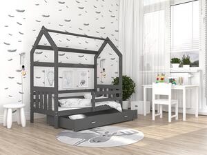 AJK Dětská postel DOMEK SE ZÁBRANOU - šedá Velikost spací plochy: 160x80, Matrace: ne