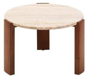 Hnědý/ve světle přírodní barvě kulatý konferenční stolek s mramorovou deskou ø 60 cm Palermo – Premier Housewares