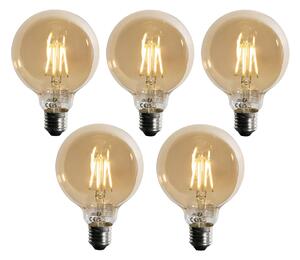 Sada 5x E27 3-stupňová stmívatelná LED žárovka zlatá G95 4W 450 lm 2700K