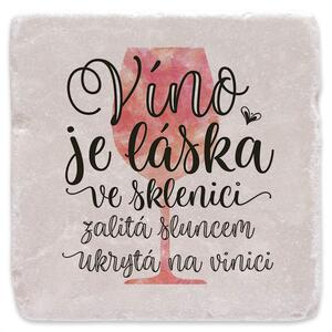 Víno je láska - červené - mramorový tácek