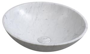 BLOK kamenné umyvadlo na desku Ø 42 cm, bílá carrara mat