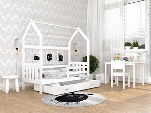 AJK Dětská postel DOMEK SE ZÁBRANOU - bílá Velikost spací plochy: 160x80, Matrace: ne