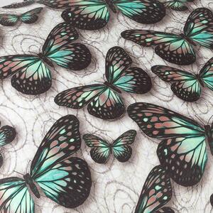 Povlečení Veba GEON tisk Motýli tyrkysová Velikost: 140x200 cm + 70x90 cm