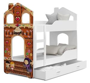 AJK Poschoďová postel Dan DOMEK - perníková chaloupka Velikost spací plochy: 160x80, Barva: bílá