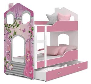 AJK Poschoďová postel Dan DOMEK - princezna Velikost spací plochy: 160x80, Barva: bílá