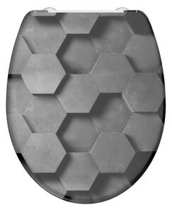 WC sedátko Schütte GREY HEXAGONS| Duroplast, Soft Close
