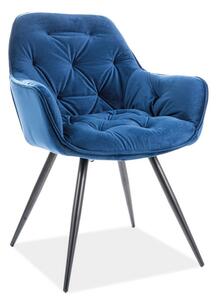 Casarredo Jídelní čalouněná židle BERI velvet modrá/černá